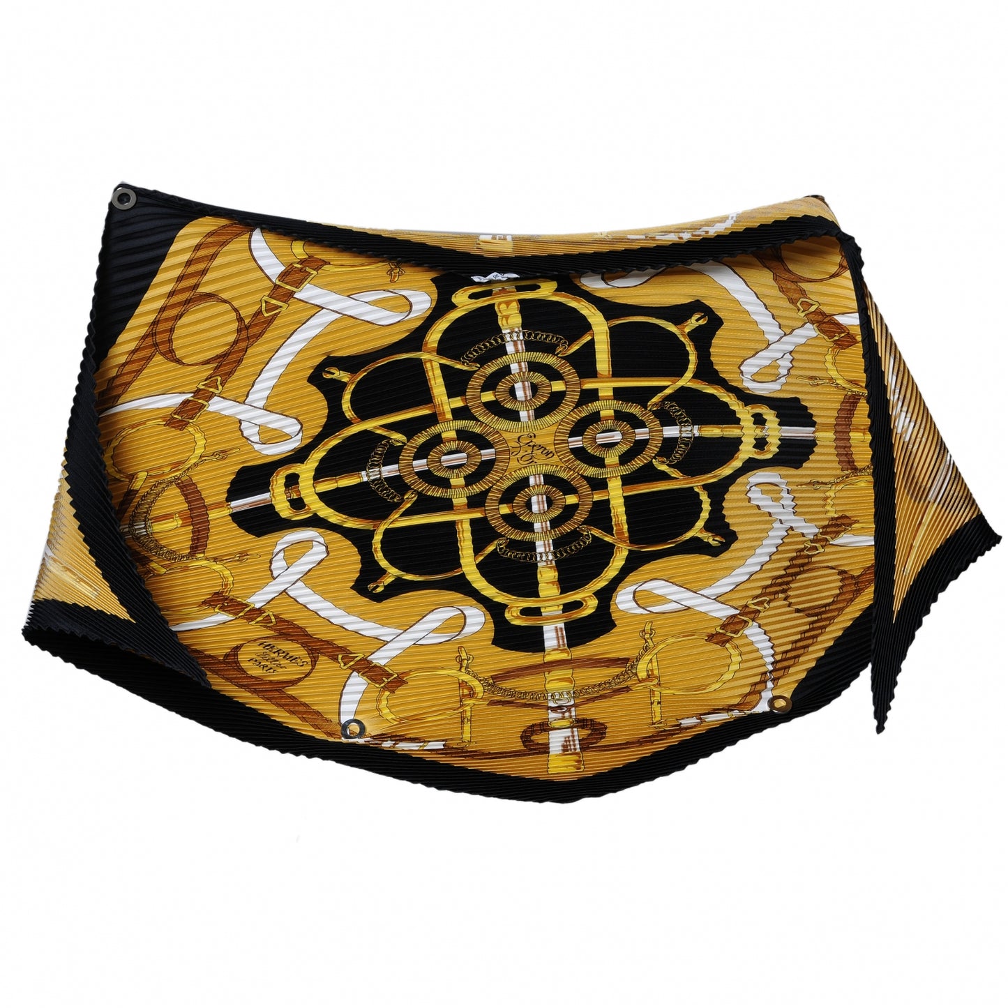 Silk Plisse Eperon D Or Scarf 90 Black Gold