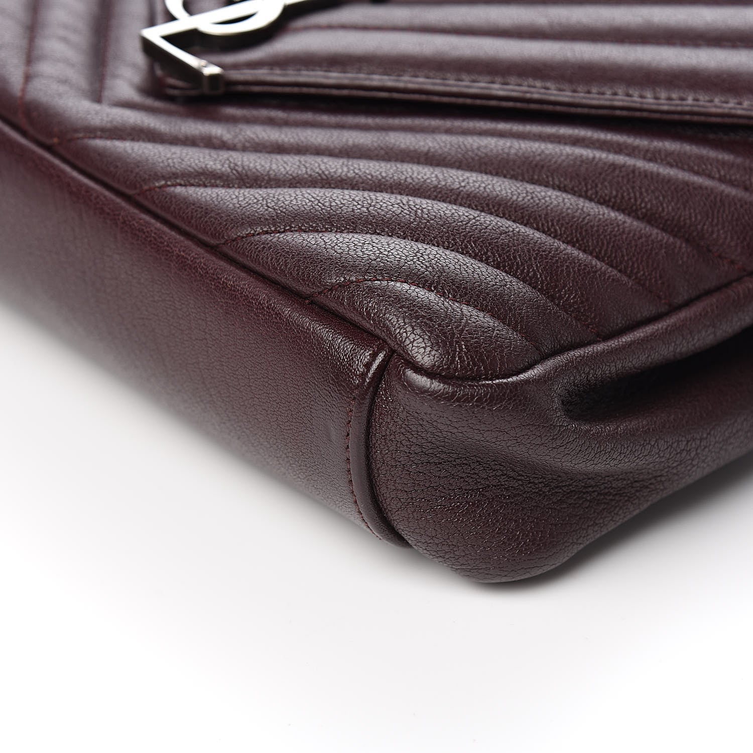 Saint Laurent Sheepskin Matelasse Chevron Monogram Medium College Bag Amaranto 9 of 11