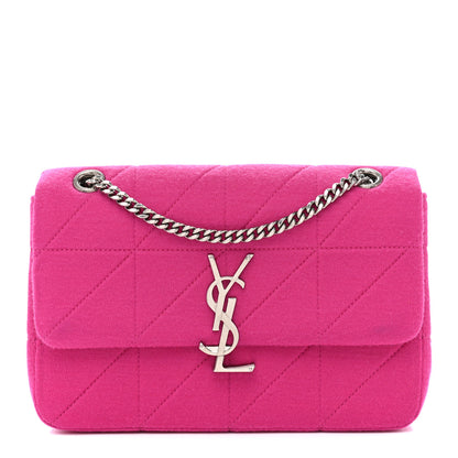 Saint Laurent Jersey Wool Patchwork Monogram Medium Jamie Baguette Magenta 1 of 11