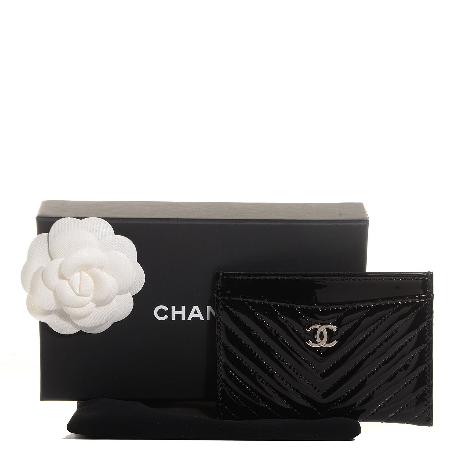 Chanel Patent Chevron Card Holder Black 8 of 8