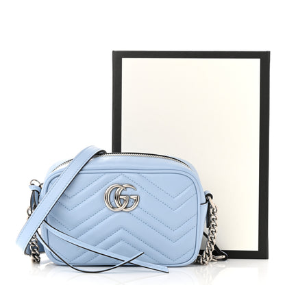 Gucci Calfskin Matelasse Mini GG Marmont Chain Shoulder Bag Porcelain Light Blue 11 of 11