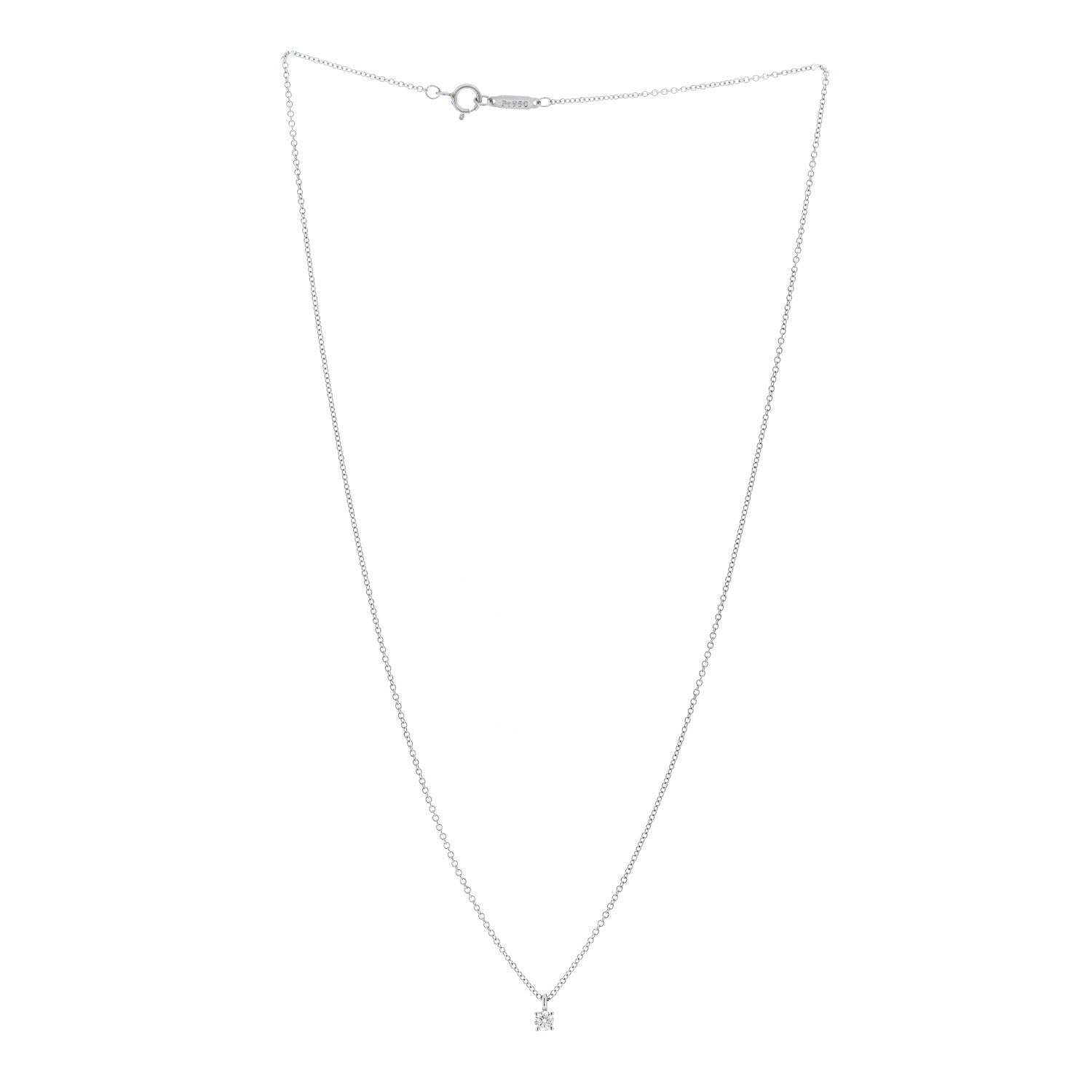 Tiffany Platinum Diamond .12ct Solitaire Pendant Necklace 3 of 6