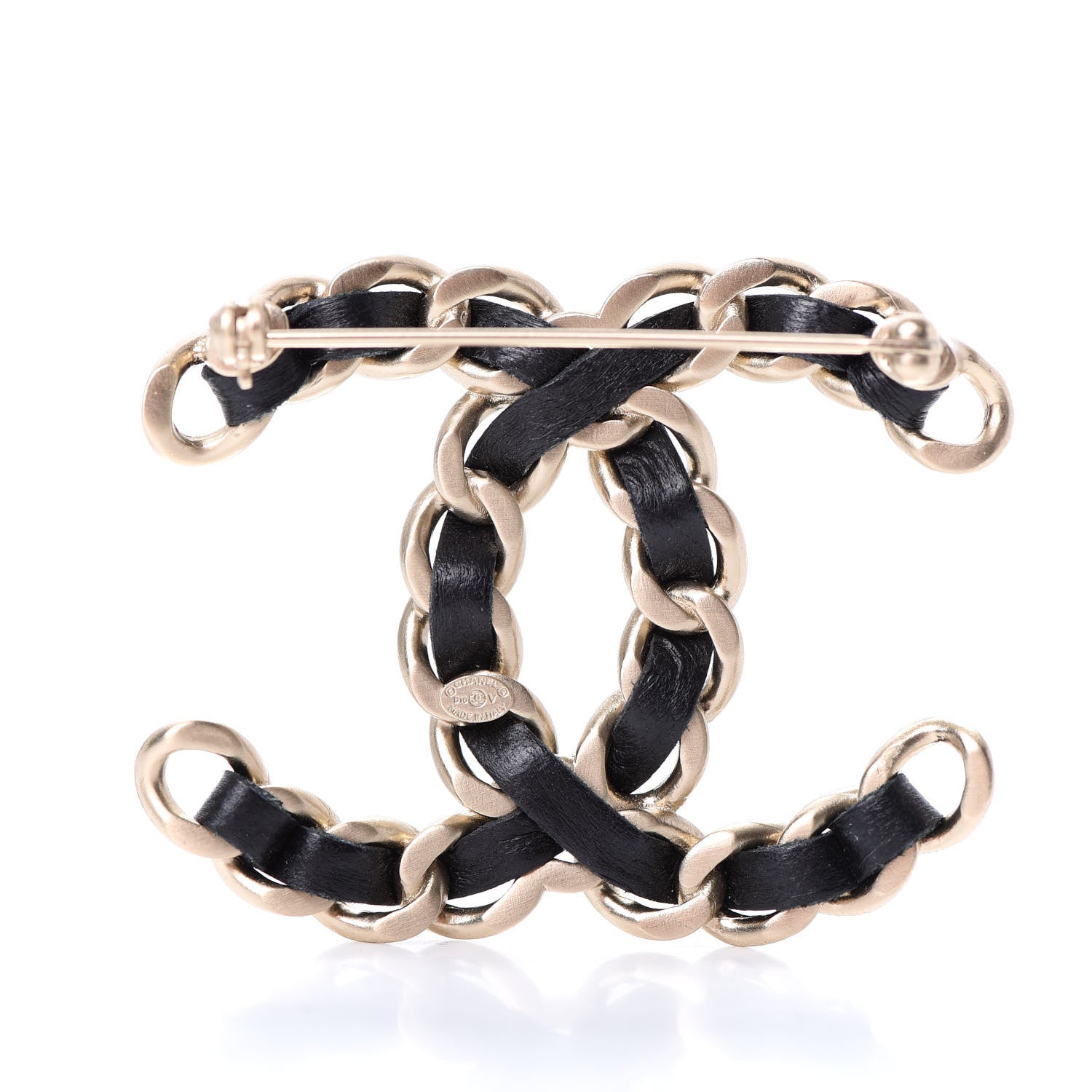 Chanel Lambskin Chain CC Brooch Black Gold 3 of 5