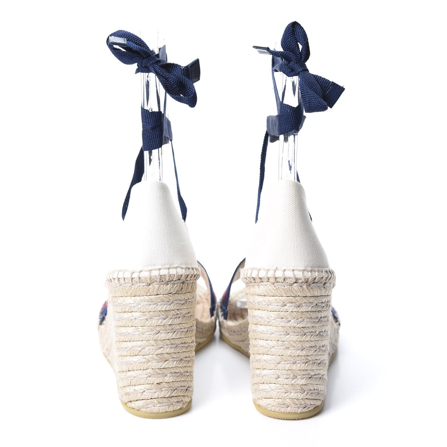 Canvas Sylvie Web Ankle Wrap Espadrille Wedge Sandals 42 Mystic White Hibiscus Red Maritime