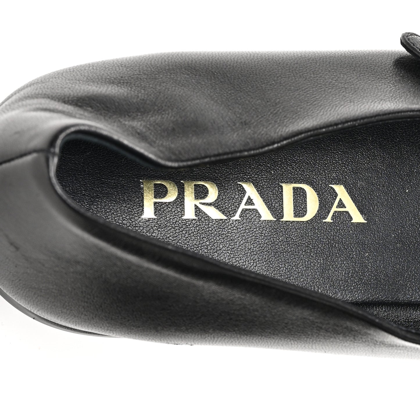 Nappa Metal Triangle Logo Ballet Flats 39.5 Black