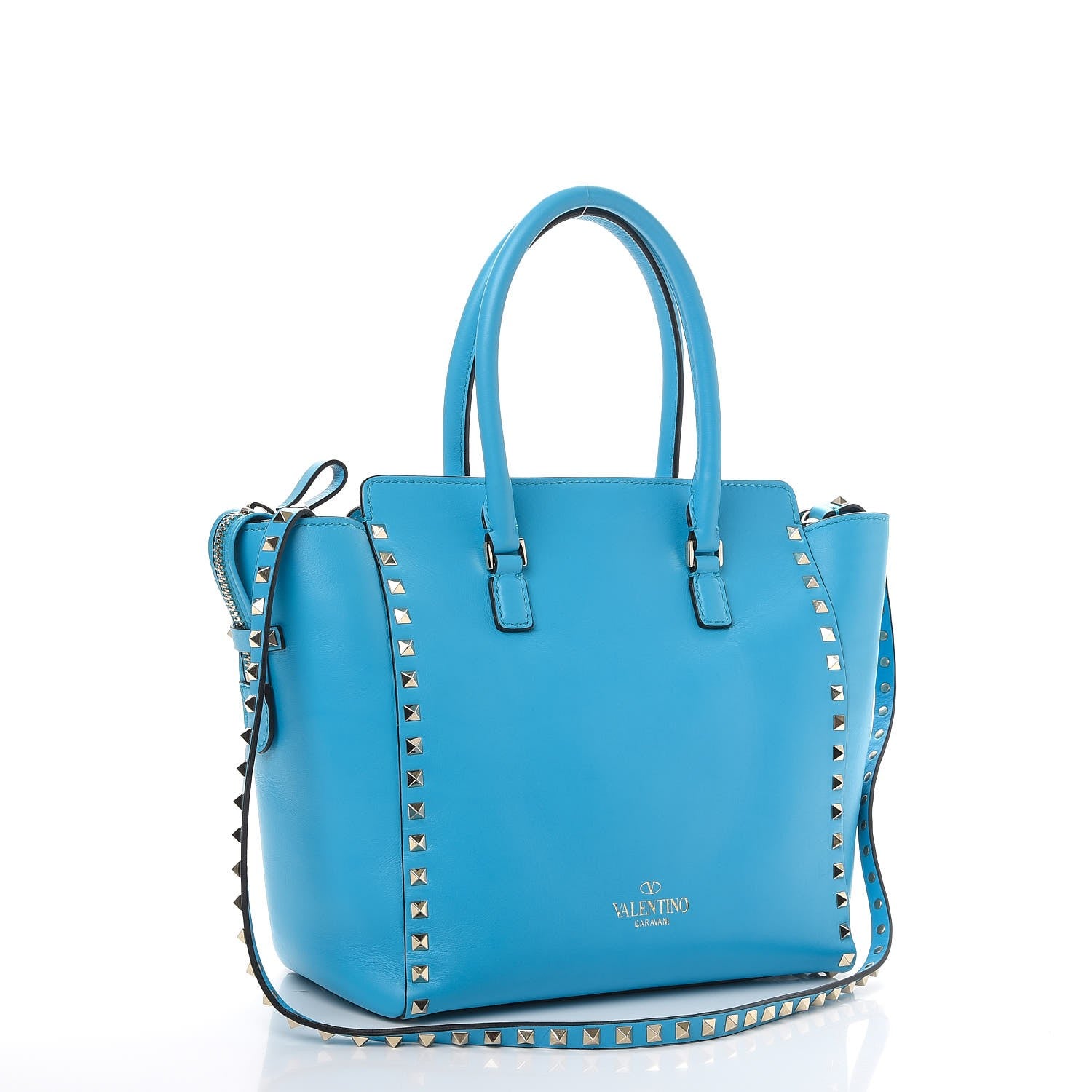 Valentino Garavani Vitello Rockstud Double Handle Tote Parrot 3 of 7