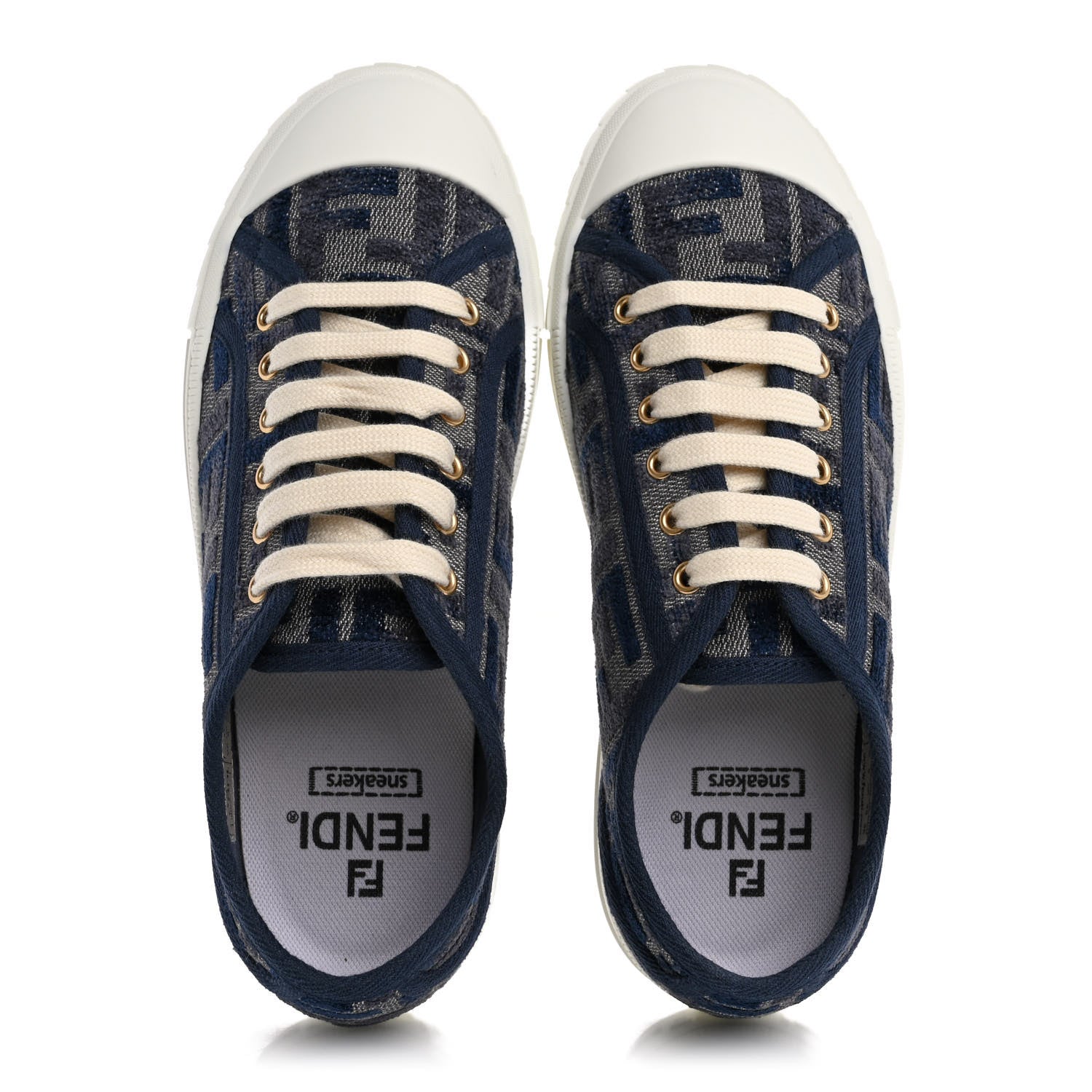 Fendi Woven Fabric FF Womens Domino Low Top Sneakers 36 Grigio