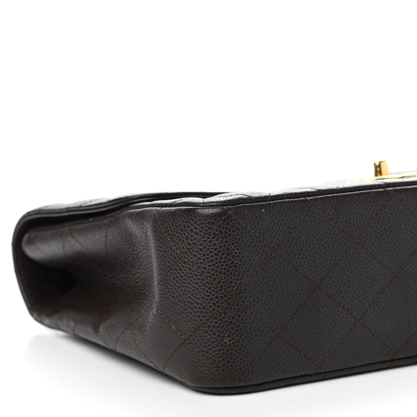 Caviar Quilted Jumbo Single Flap Dark Brown
