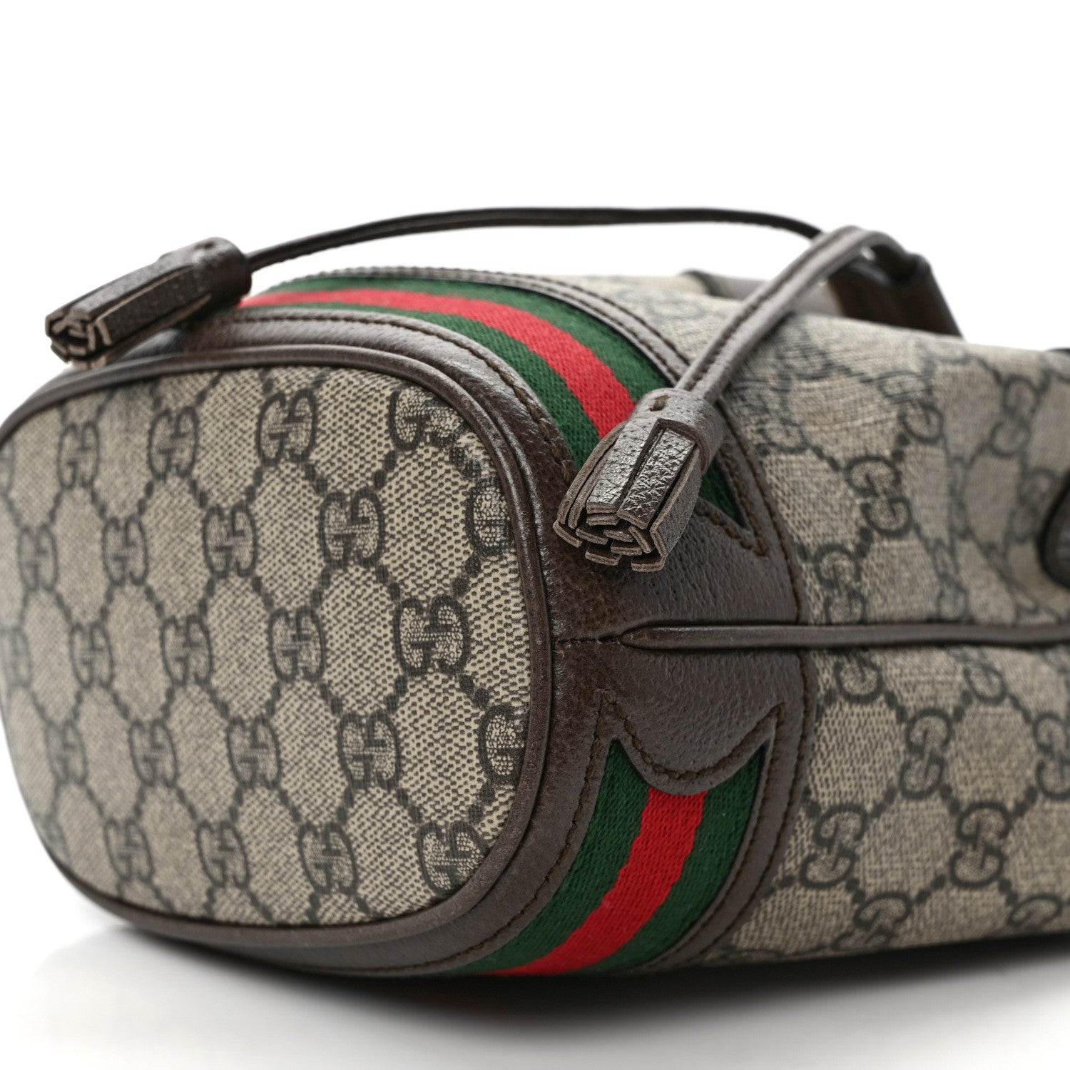 Gucci GG Supreme Monogram Web Mini Ophidia Bucket Bag Brown 9 of 13