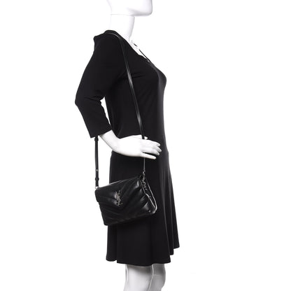 Saint Laurent Calfskin Y Quilted Monogram Toy Loulou Crossbody Bag Black 2 of 12