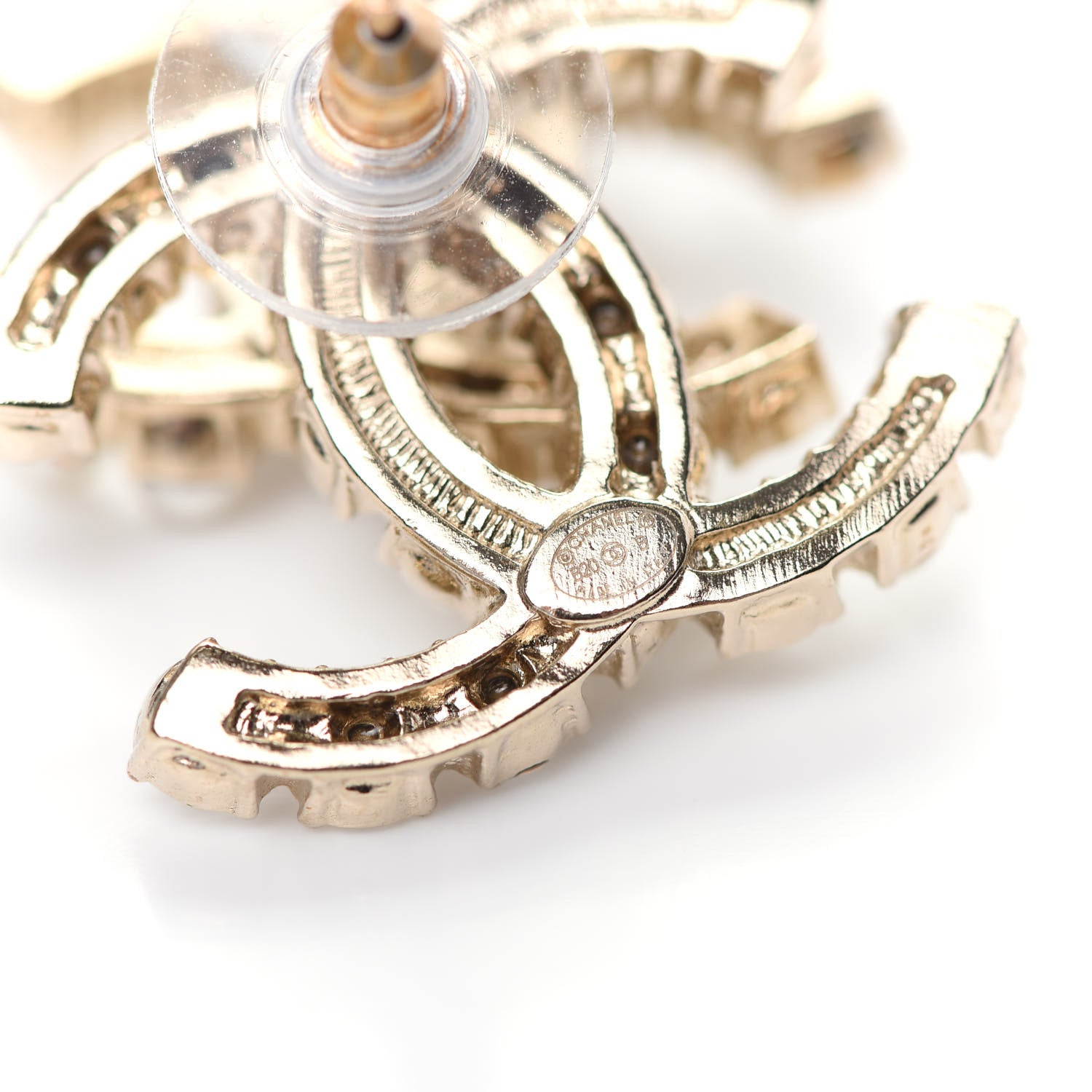 Chanel Crystal Pearl CC Dazzling Domino Earrings Gold 4 of 5