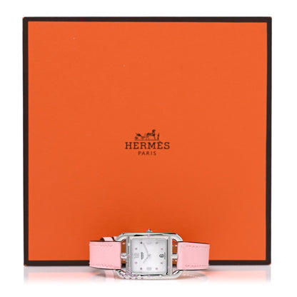 Hermes Stainless Steel Swift Diamond Pink Sapphire Mother of Pearl 23mm Cape Cod Quartz Watch Rose Sakura 5 of 5