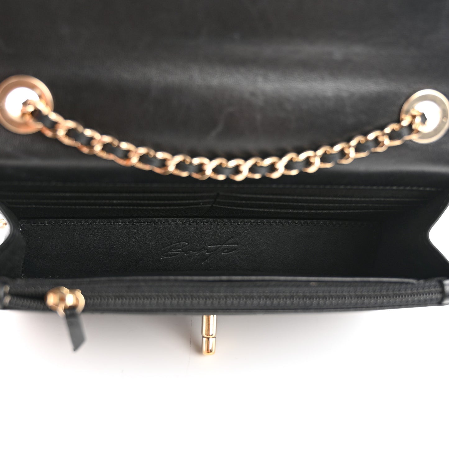 Lambskin Quilted Trendy CC Wallet On Chain WOC Black