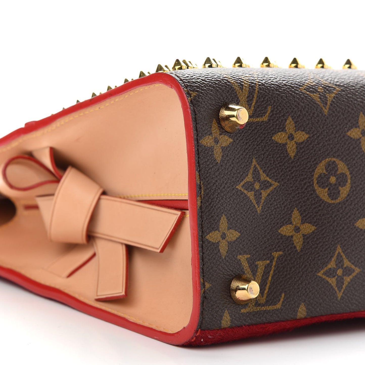 Monogram Calf Hair Spikes Iconoclasts Christian Louboutin Tote Red