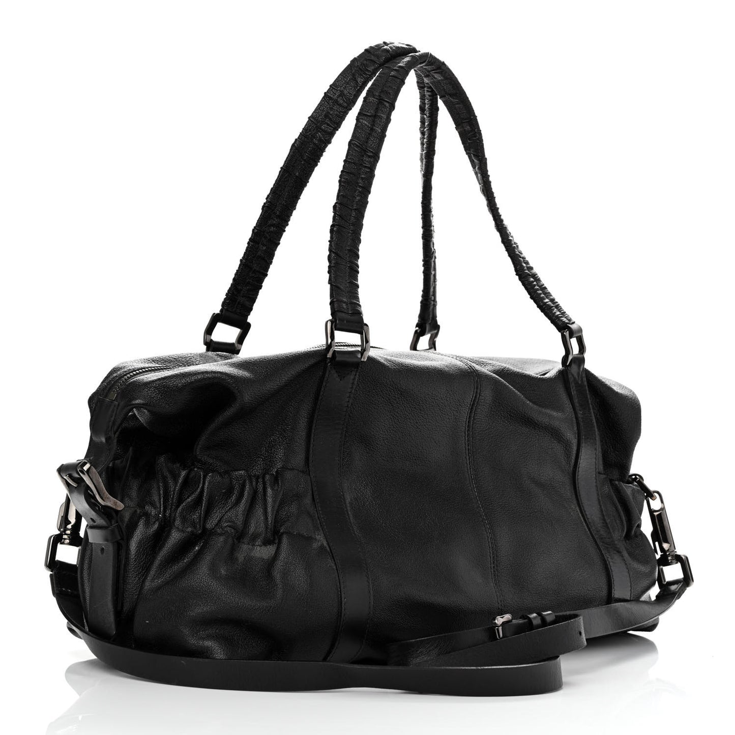Calfskin Drawstring Tote Black