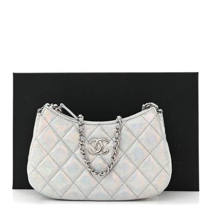 Chanel Iridescent Mirror Goatskin Quilted Clutch With Chain Silver 11 of 11
