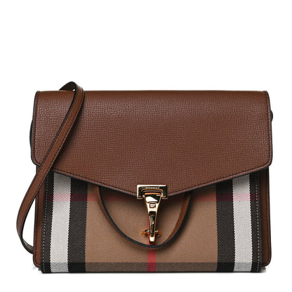 Burberry Derby Calfskin House Check Small Macken Crossbody Bag Tan 1 of 16