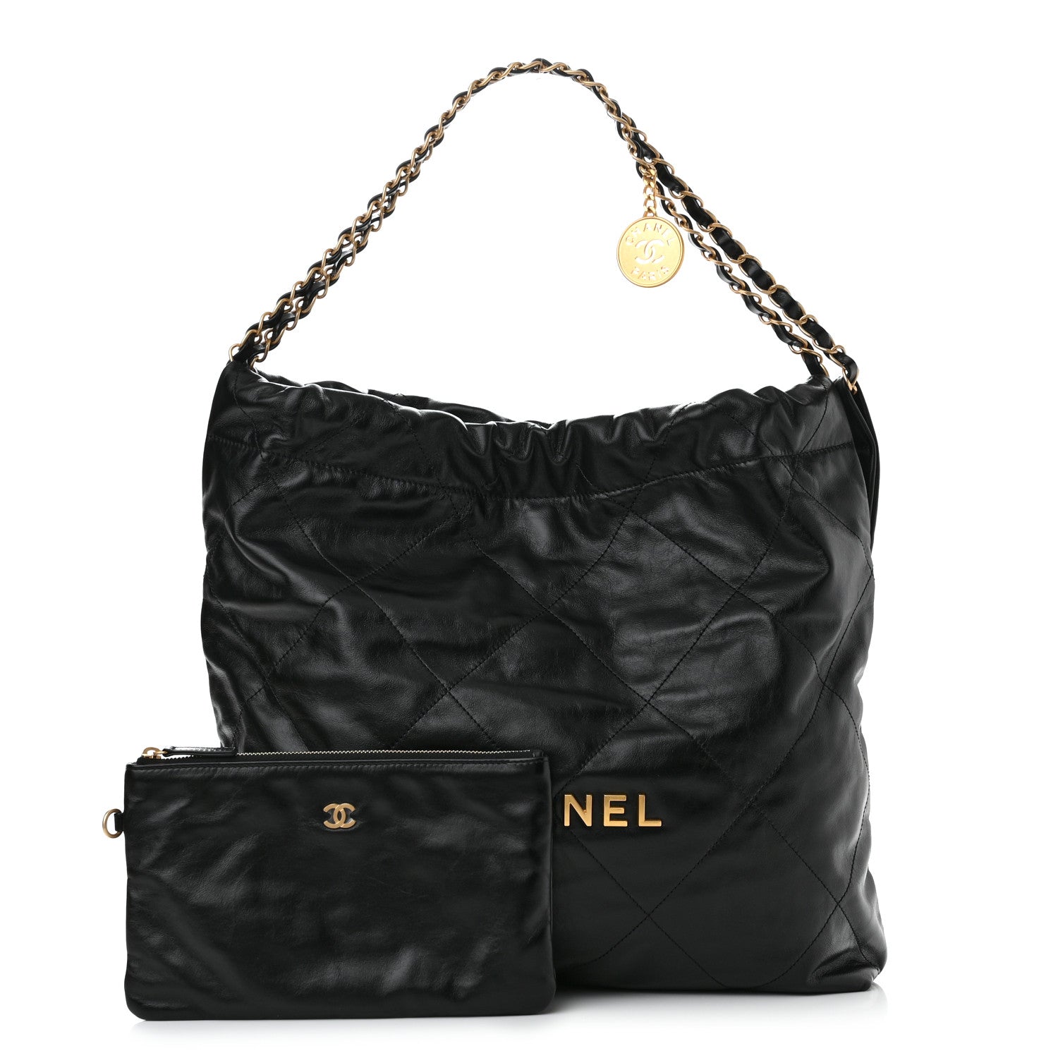 Chanel Shiny Calfskin Quilted Chanel 22 Black 1 of 11