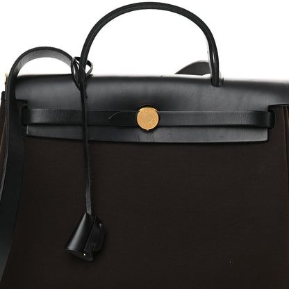Hermes Military Toile Vache Hunter Herbag Zip Retourne 31 PM Ebene Black 9 of 19