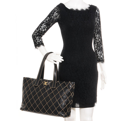 Chanel Calfskin Wild Stitch Large Tote Black 2 of 7