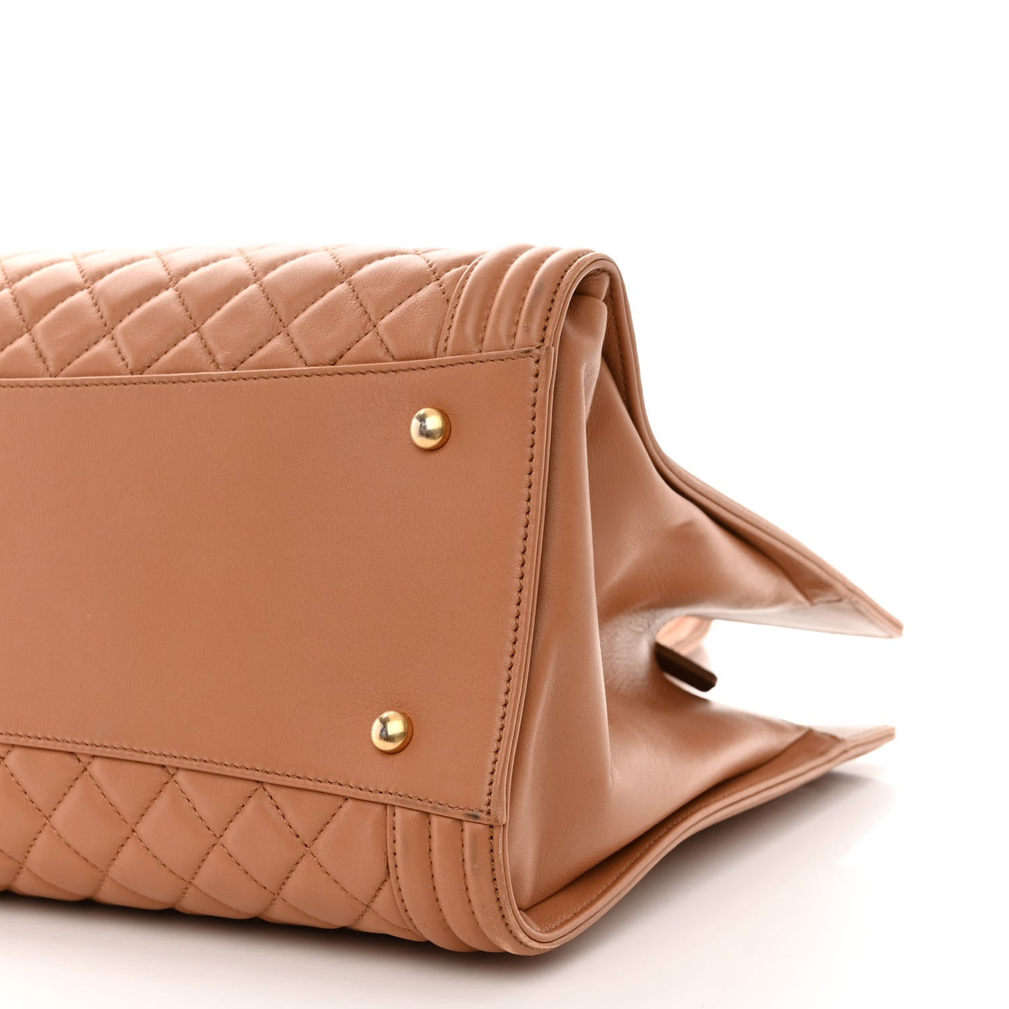 Calfskin Quilted Boy Shopping Tote Camel