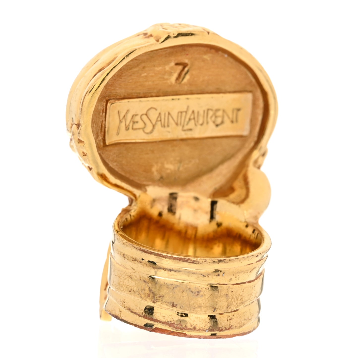 Glass Cabochon Arty Ovale Ring 54 7 Gold Beige Clair