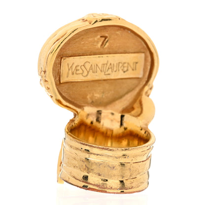 Saint Laurent Glass Cabochon Arty Ovale Ring 54 7 Gold Beige Clair 4 of 5