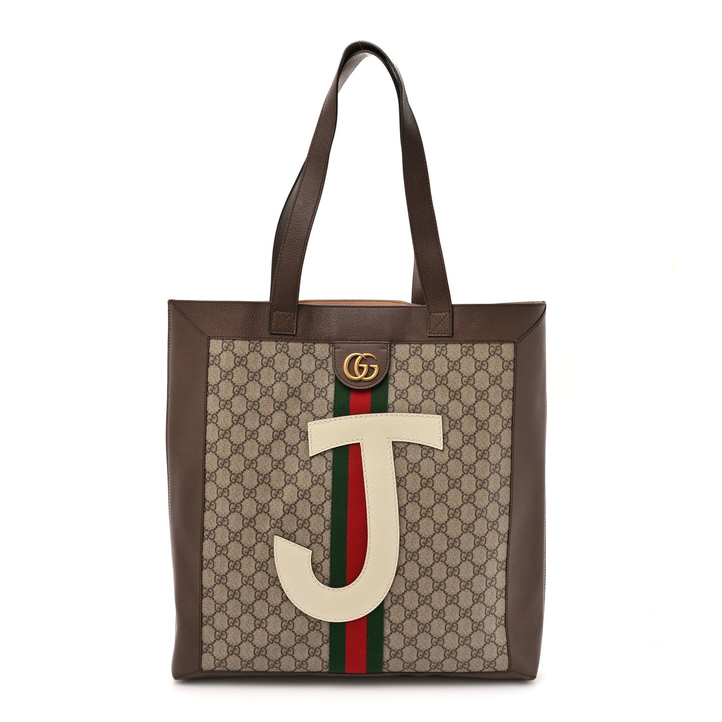 GG Supreme Monogram Web Large DIY Ophidia Vertical Shopping Tote Brown