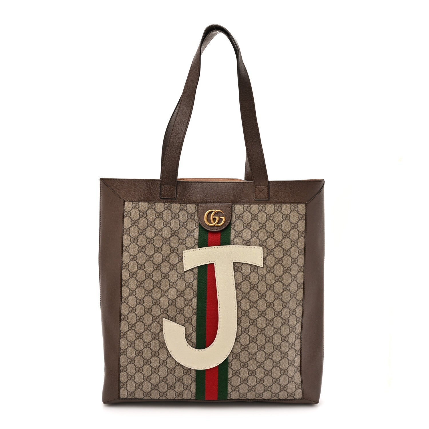 Gucci GG Supreme Monogram Web Large DIY Ophidia Vertical Shopping Tote Brown 1 of 16