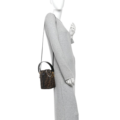 Fendi Vitello Liberty F is Fendi Bi-Color FF 1974 Embossed Mini Mon Tresor Bucket Bag Maya Black 2 of 10