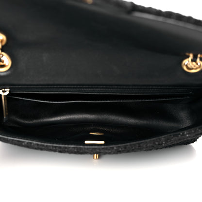 Chanel Tweed Quilted Medium Crystal CC Single Flap Black 4 of 9