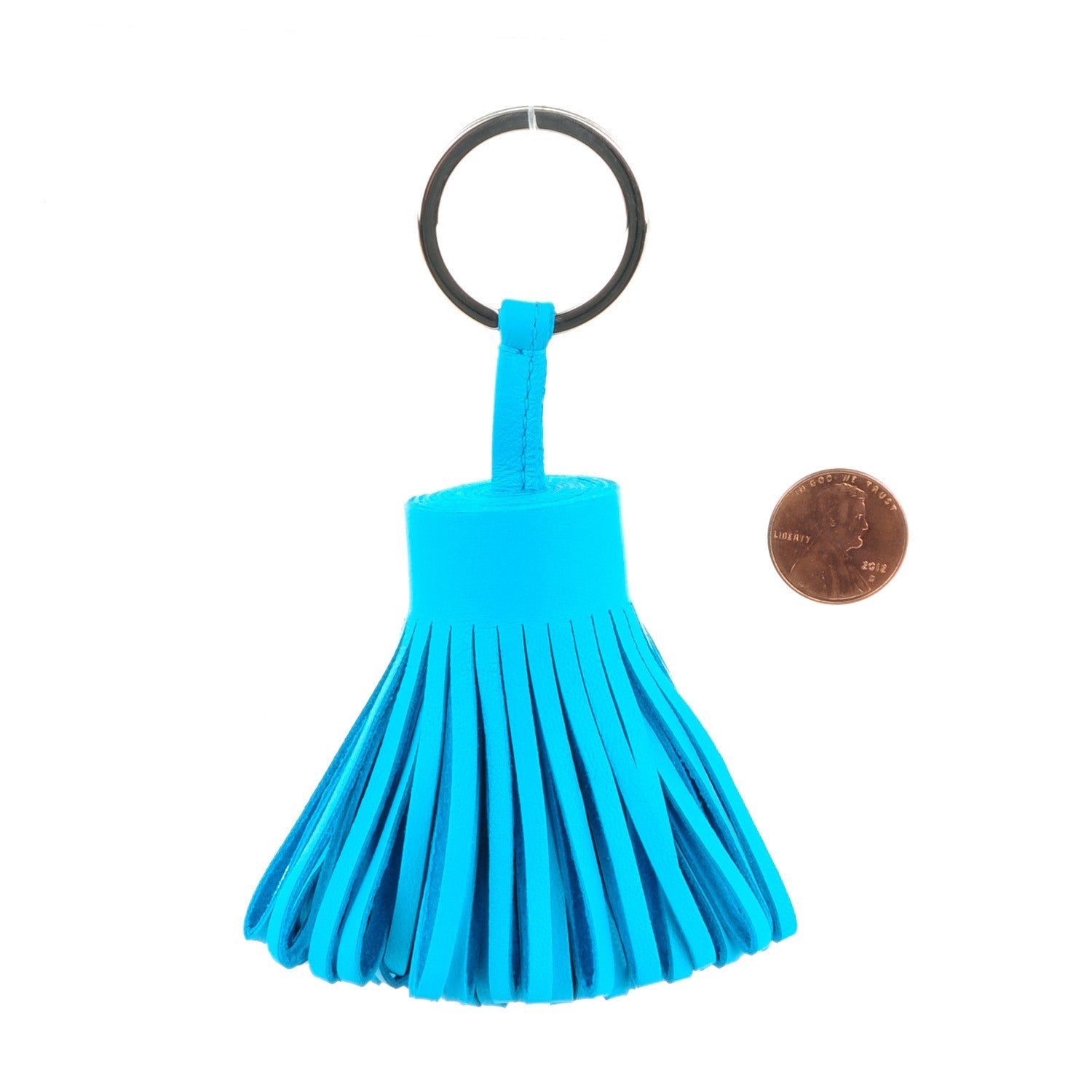 Hermes Lambskin Carmen Tassel Key Holder Bleu Azteque 2 of 4