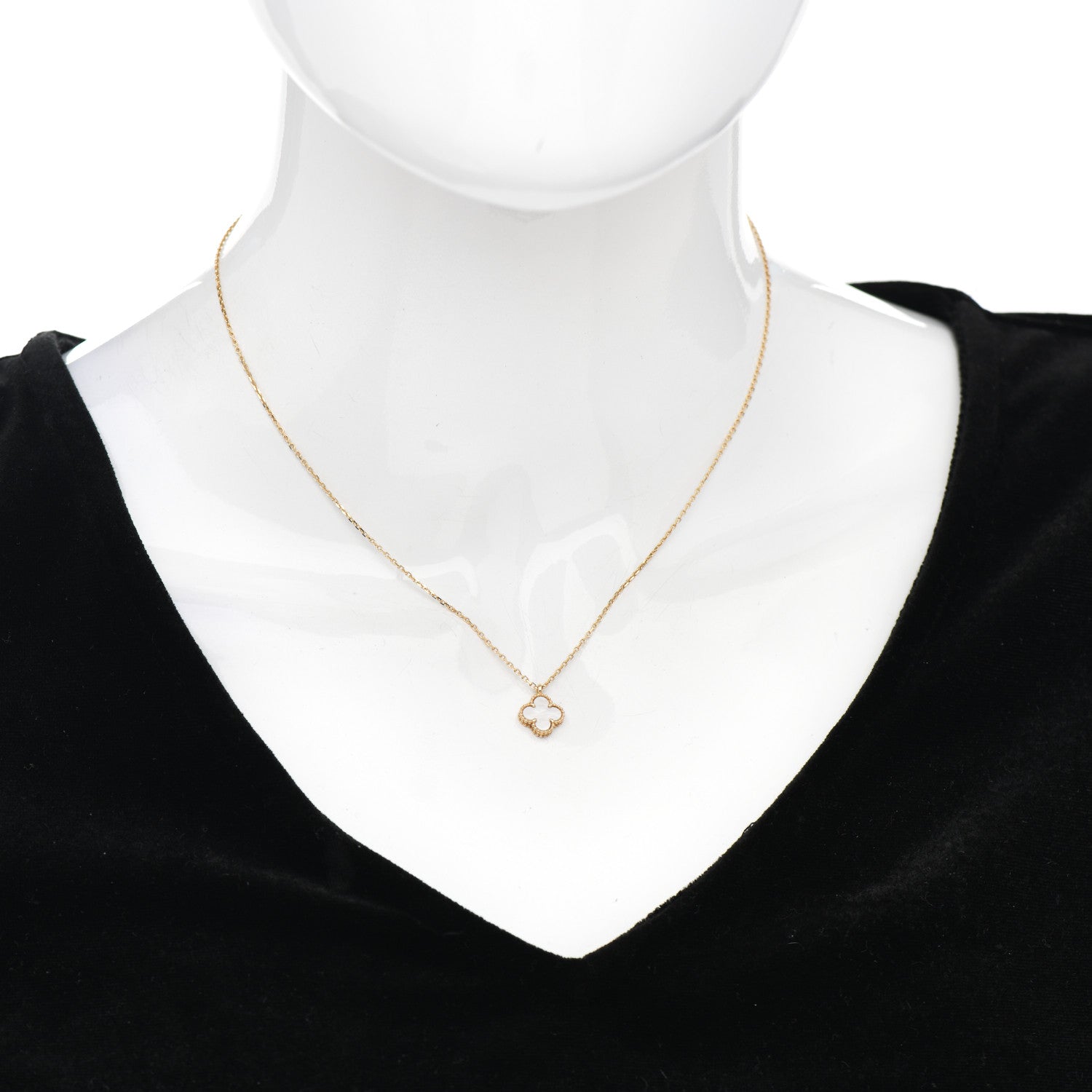 Van Cleef & Arpels 18K Yellow Gold Mother of Pearl Sweet Alhambra Pendant Necklace 2 of 5