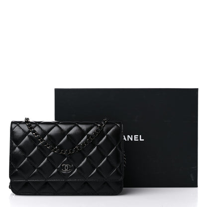 Chanel Lambskin Quilted Wallet On Chain WOC So Black 11 of 11