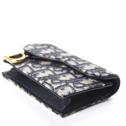 Christian Dior Oblique Saddle Card Holder Blue 6 of 8