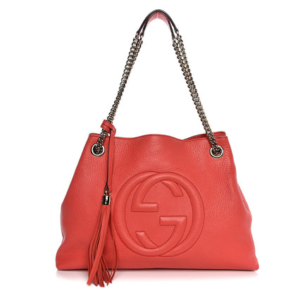 Gucci Pebbled Calfskin Medium Soho Chain Shoulder Bag Begonia Pink 1 of 7