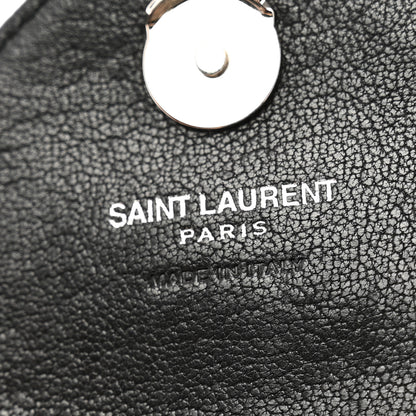 Saint Laurent Sheepskin Matelasse Chevron Monogram College Chain Wallet Black 6 of 12