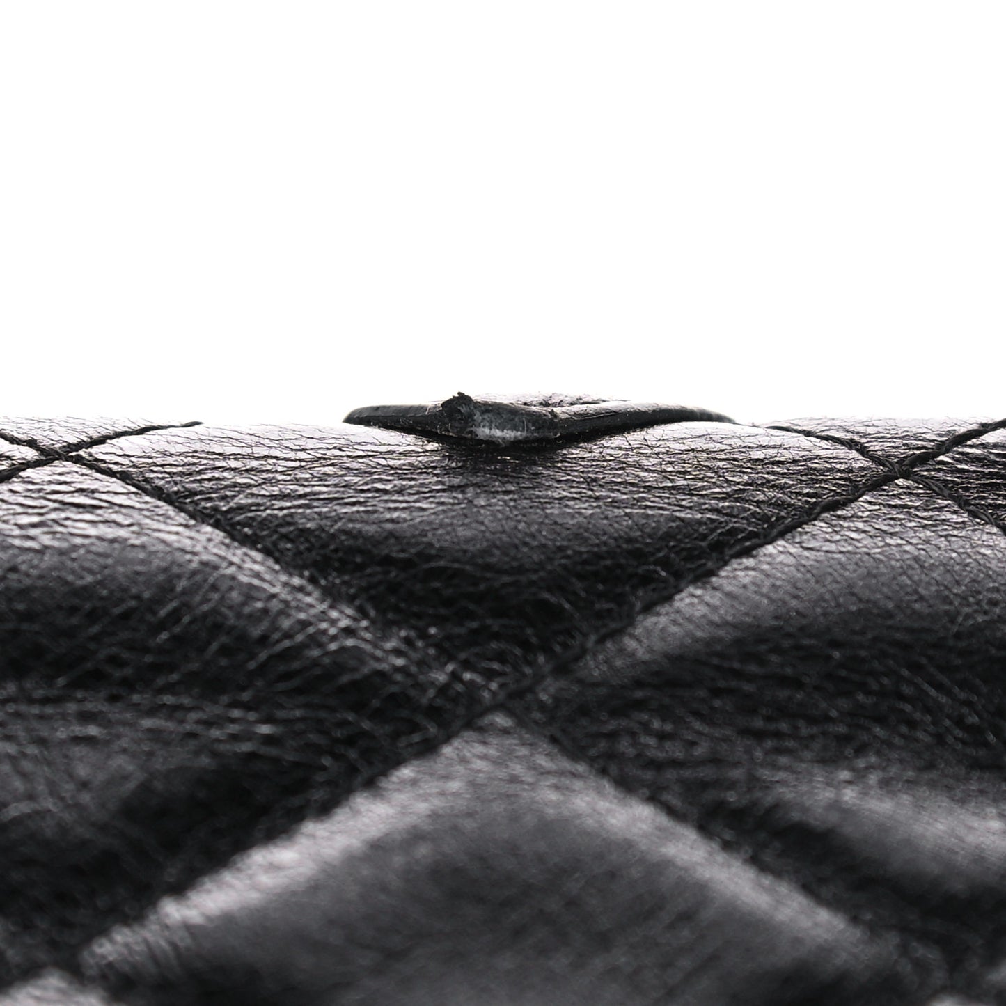 Aged Calfskin Quilted Cambon Yen Wallet Black