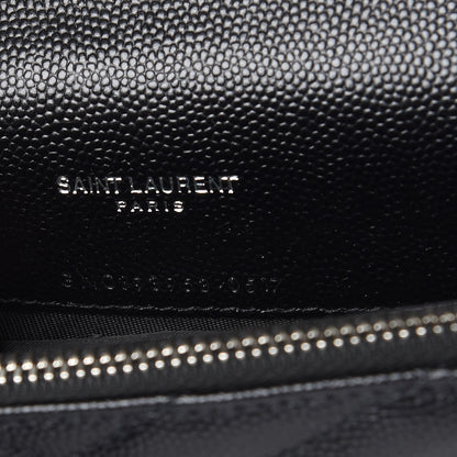 Saint Laurent Grain De Poudre Matelasse Chevron Monogram Envelope Chain Wallet Black 9 of 9
