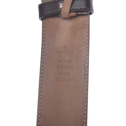 Gucci GG Supreme Monogram Selleria Calfskin Interlocking G 40mm Belt 85 34 Beige Ebony Cocoa 3 of 7