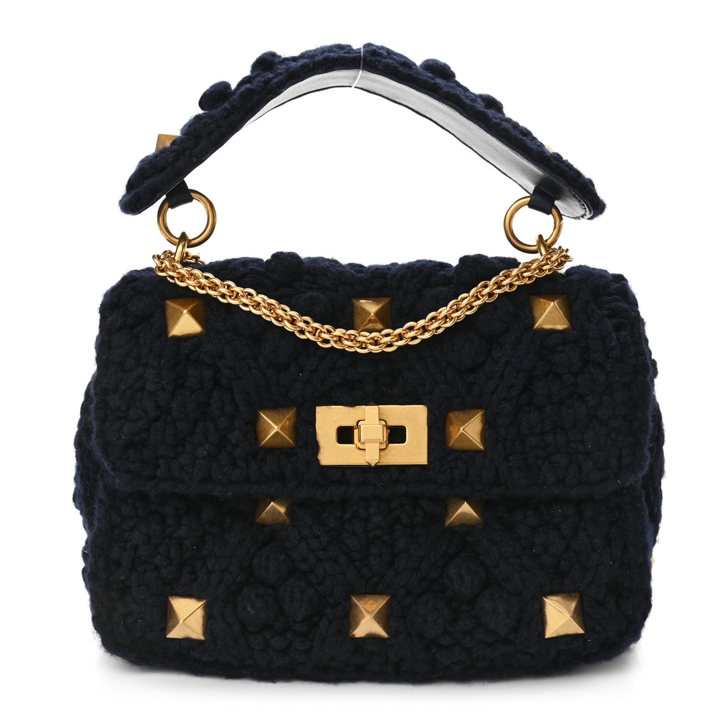 Cashmere Medium Roman Stud Shoulder Bag Marine