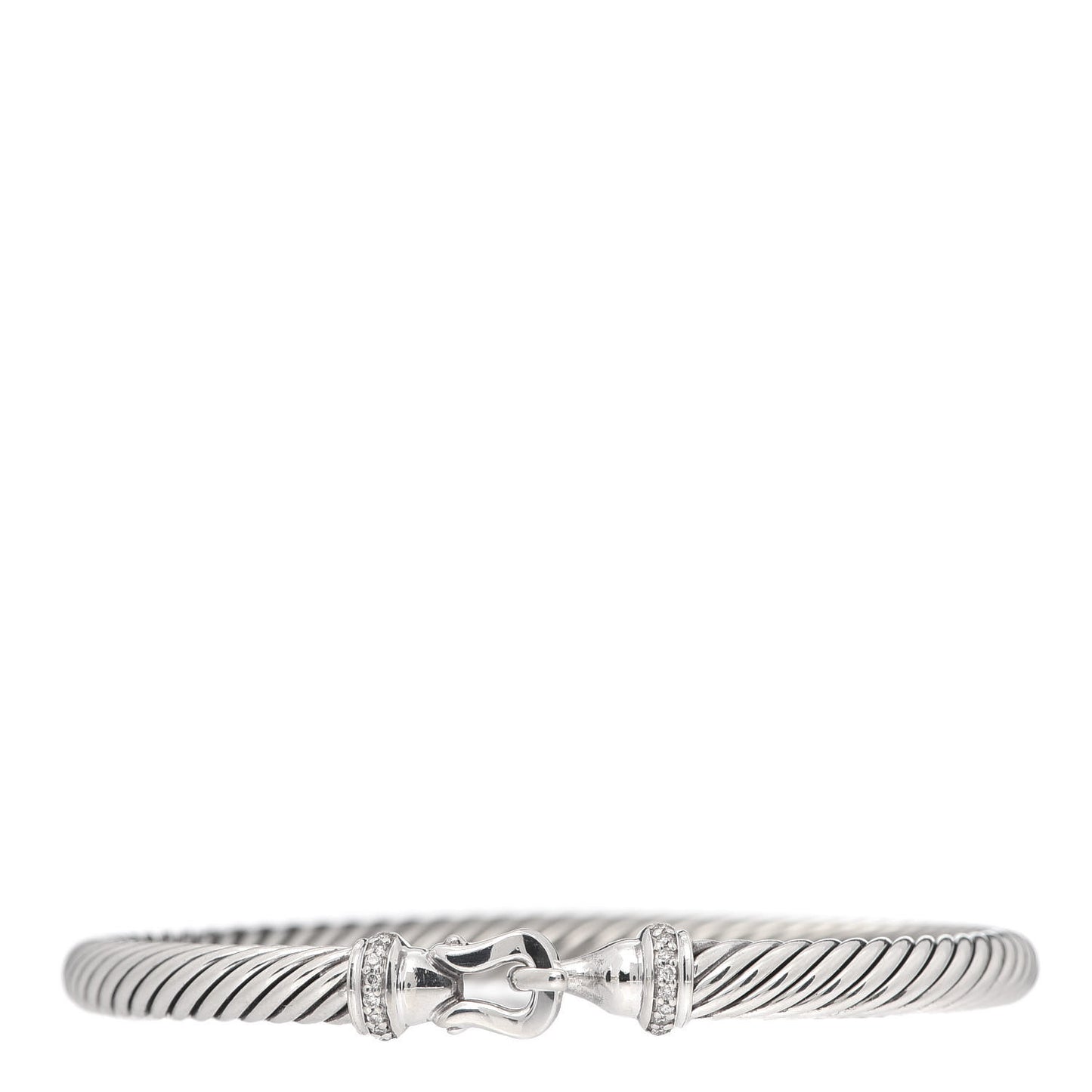 Sterling Silver Diamond 5mm Cable Buckle Bracelet