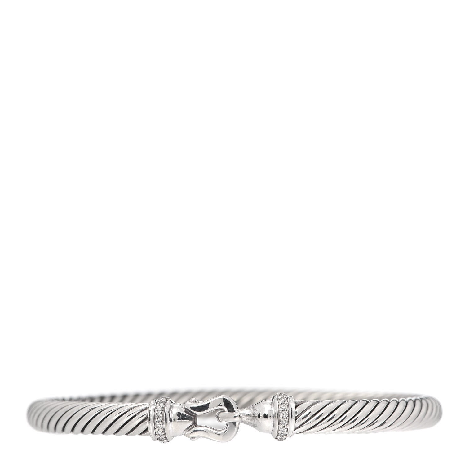 David Yurman Sterling Silver Diamond 5mm Cable Buckle Bracelet 1 of 4