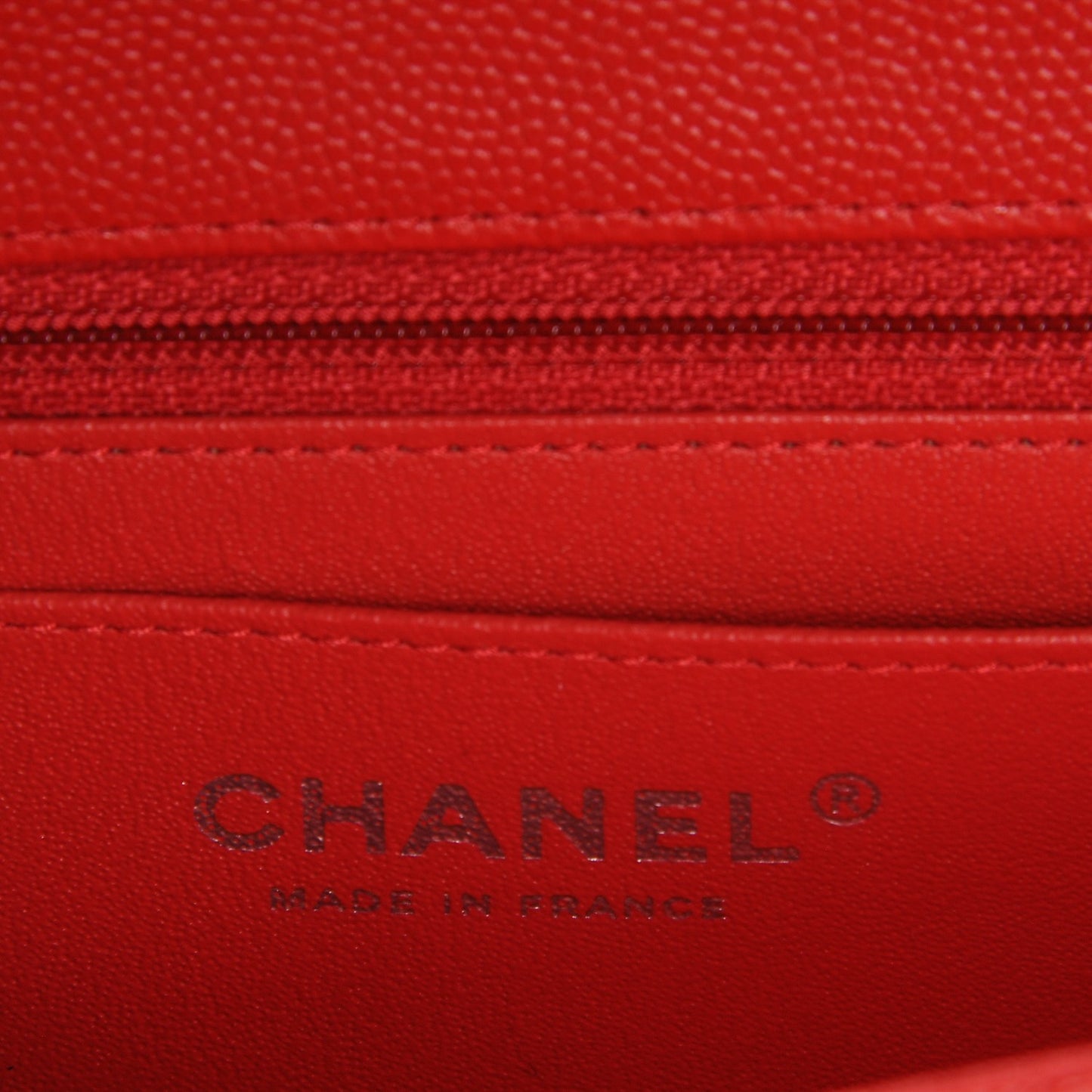 Caviar Chevron Quilted Mini Rectangular Flap Red