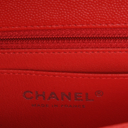 Chanel Caviar Chevron Quilted Mini Rectangular Flap Red 6 of 7