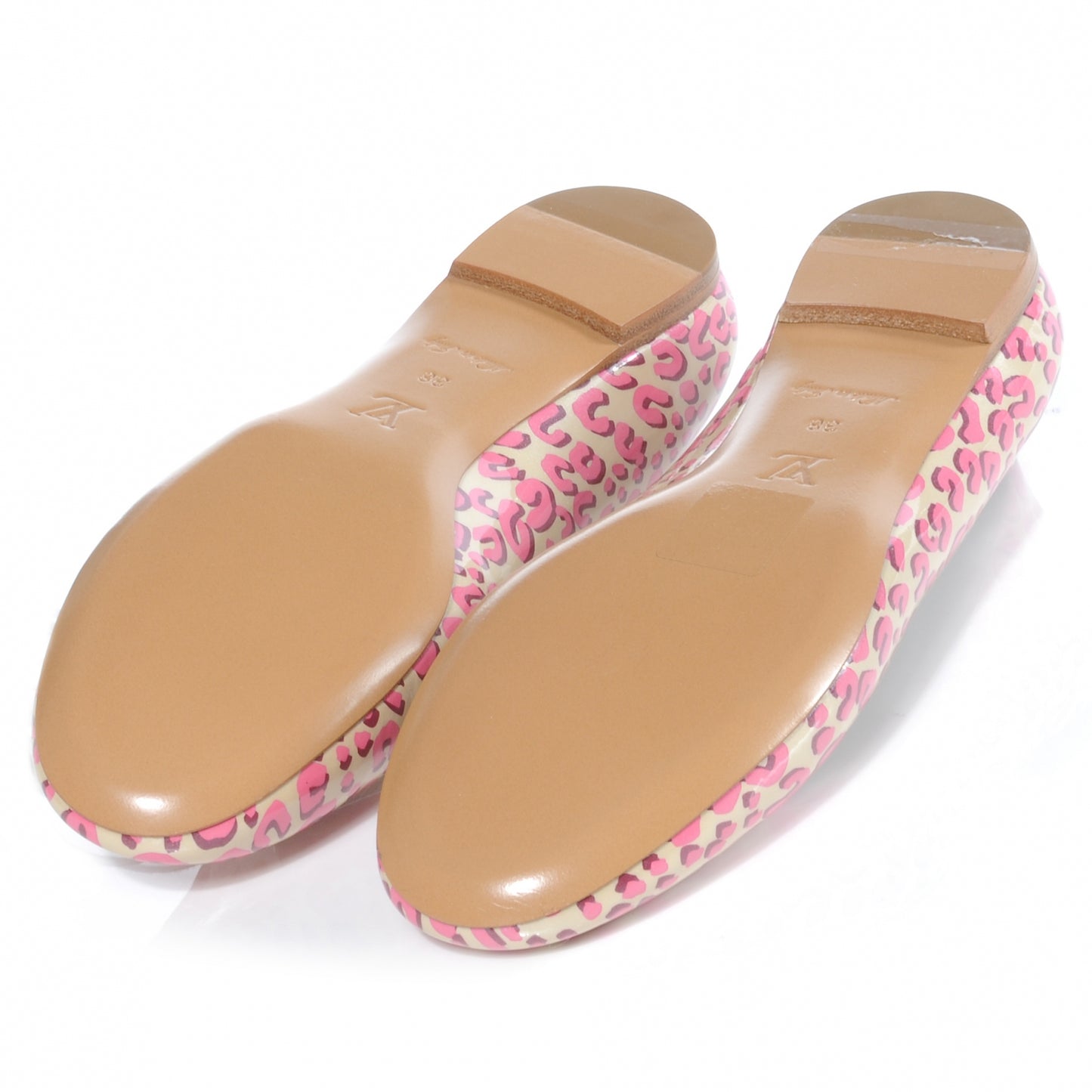 Patent Leopard Ballet Flats 38 Blanc Corail