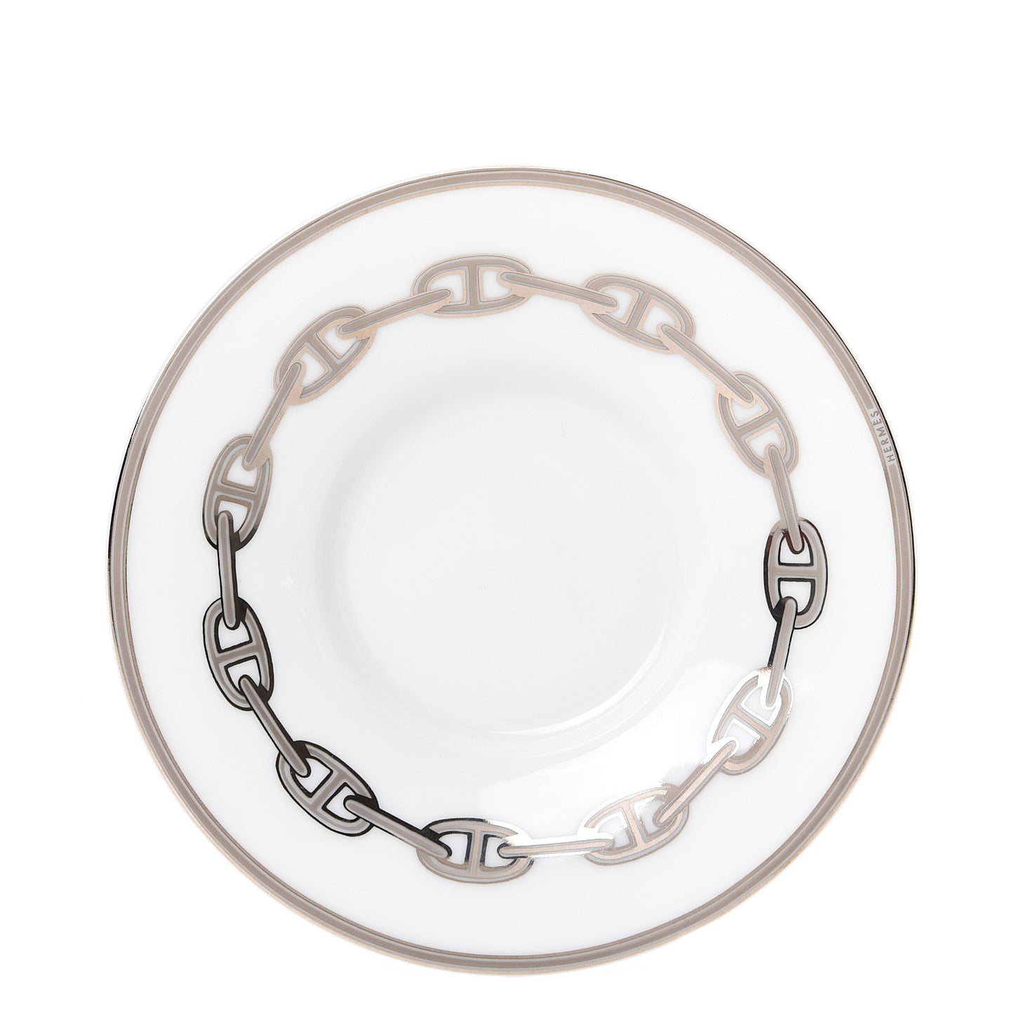 Porcelain Platinum Chaine d'Ancre Tea Cup and Saucer Set of 2