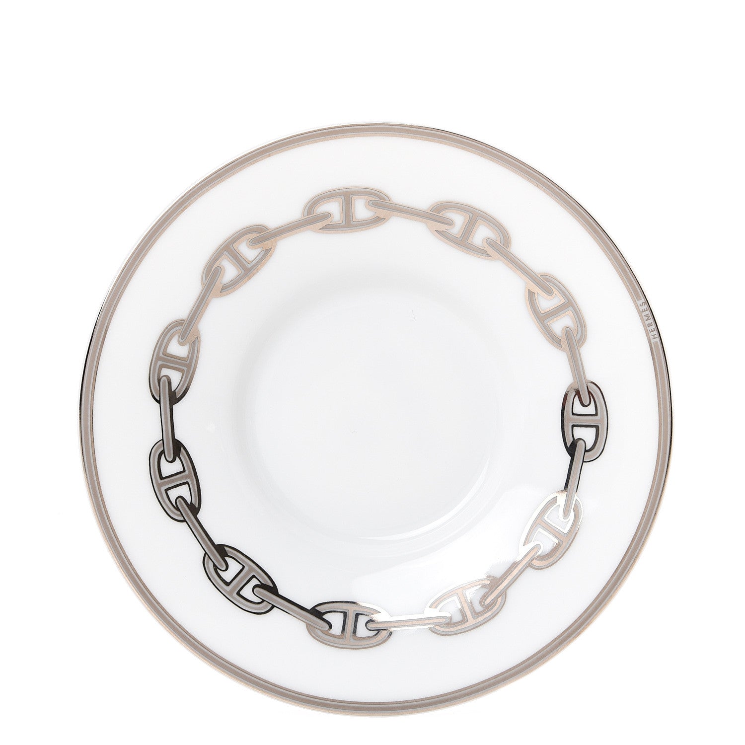 Hermes Porcelain Platinum Chaine d'Ancre Tea Cup and Saucer Set of 2 2 of 8
