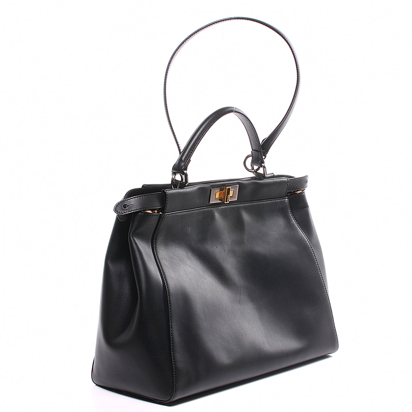 Calfskin Calf Hair Leopard Print Large Peekaboo Iconic Satchel Black