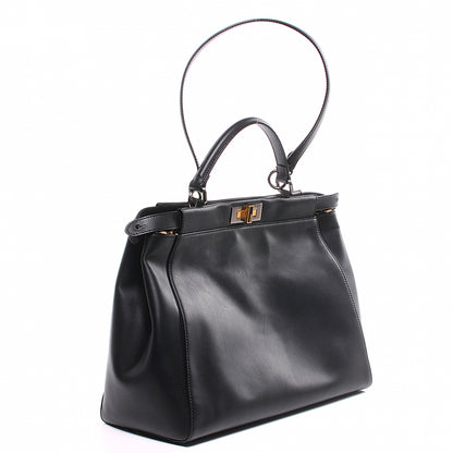 Fendi Calfskin Calf Hair Leopard Print Large Peekaboo Iconic Satchel Black 10 of 13